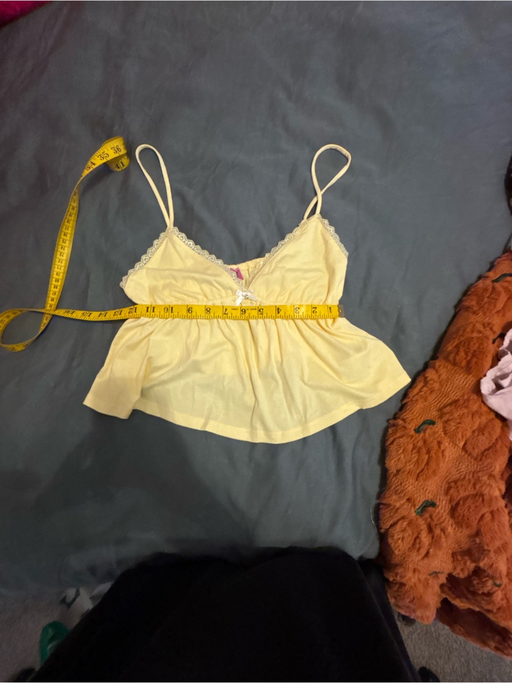 Edikted Pale Yellow Lace-Trim Cami Bralette